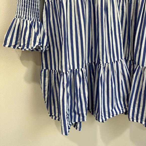 Tuckernuck Pomander Place Blue Stripe Dress Size M Cotton Poplin Preppy - Picture 10 of 10